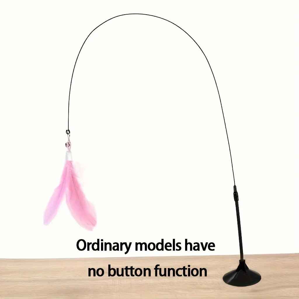 Cat Teaser Toy: Long Suction Cup Pole Interactive Bell and Feather Wand