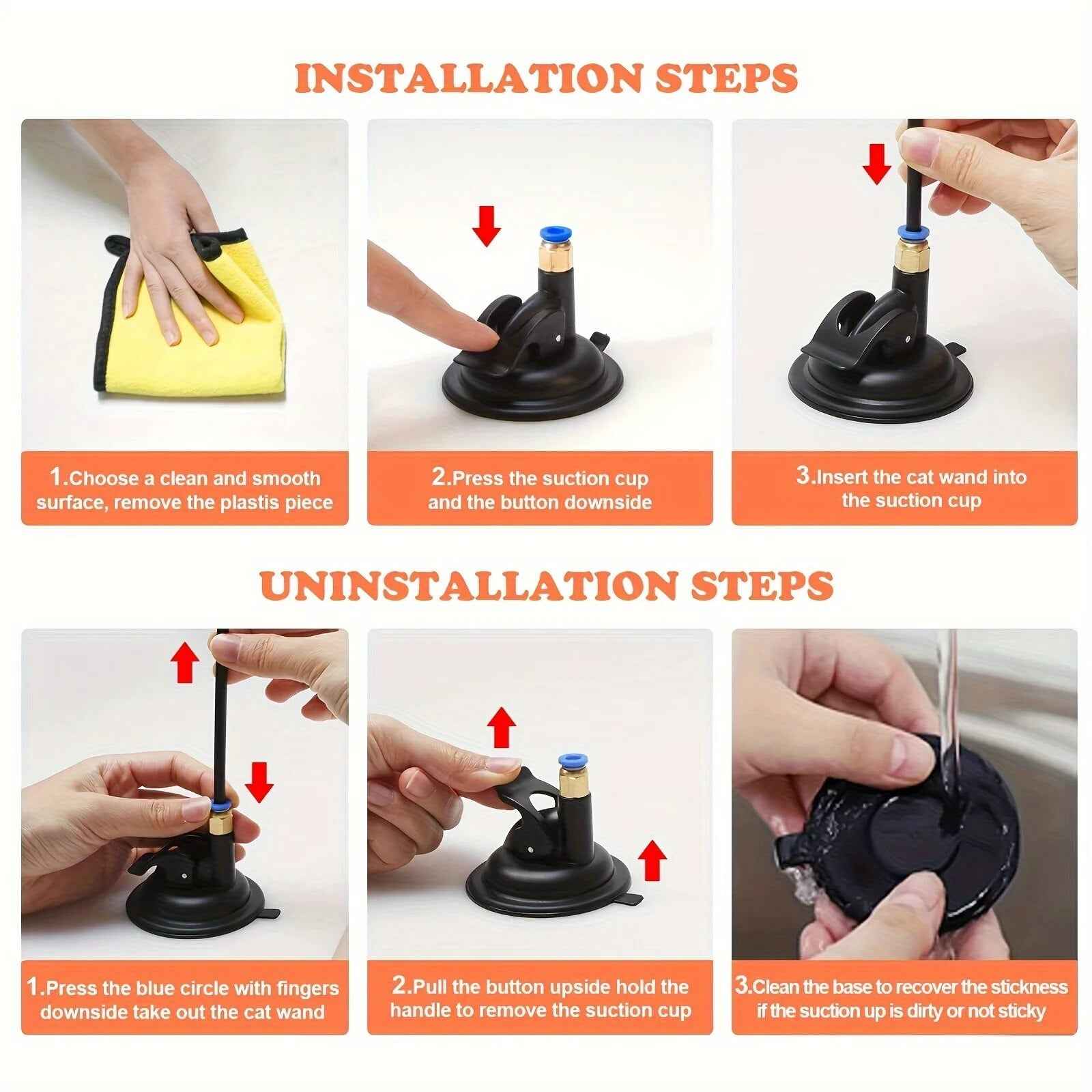 Cat Teaser Toy: Long Suction Cup Pole Interactive Bell and Feather Wand