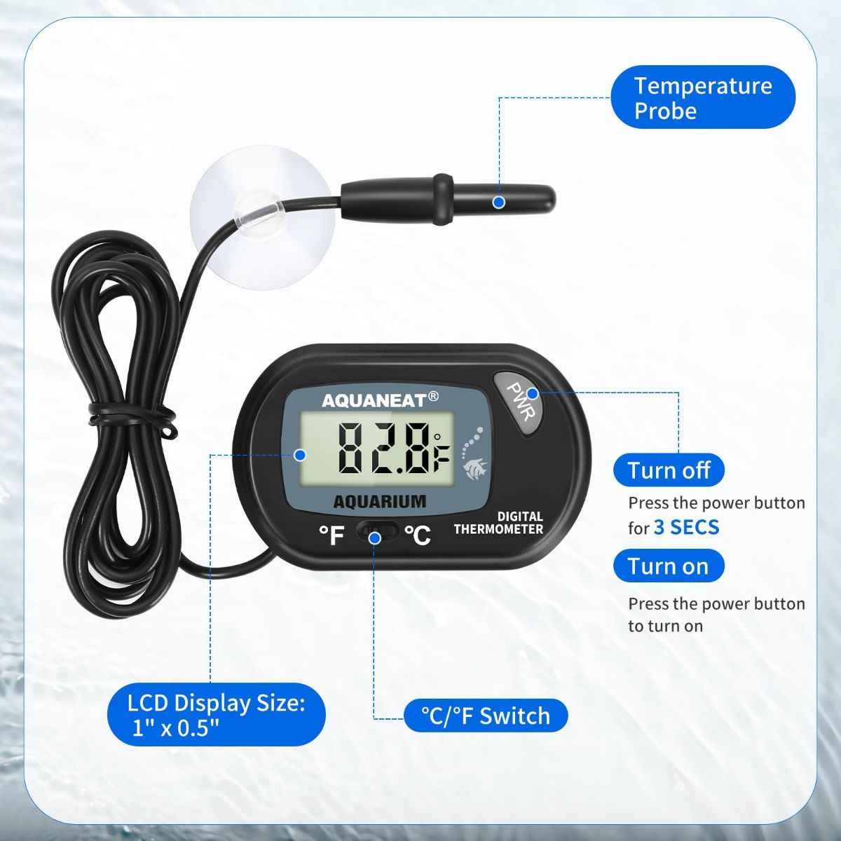Fish Tank Thermometer – Accurate Digital Temperature Monitoring with Large LCD Display