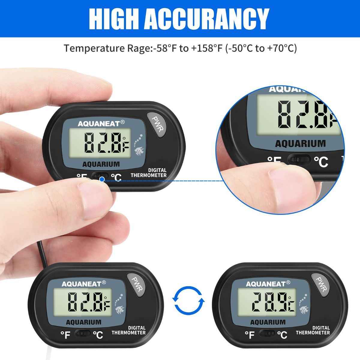 Fish Tank Thermometer – Accurate Digital Temperature Monitoring with Large LCD Display