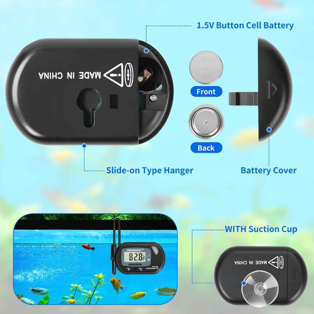 Fish Tank Thermometer – Accurate Digital Temperature Monitoring with Large LCD Display