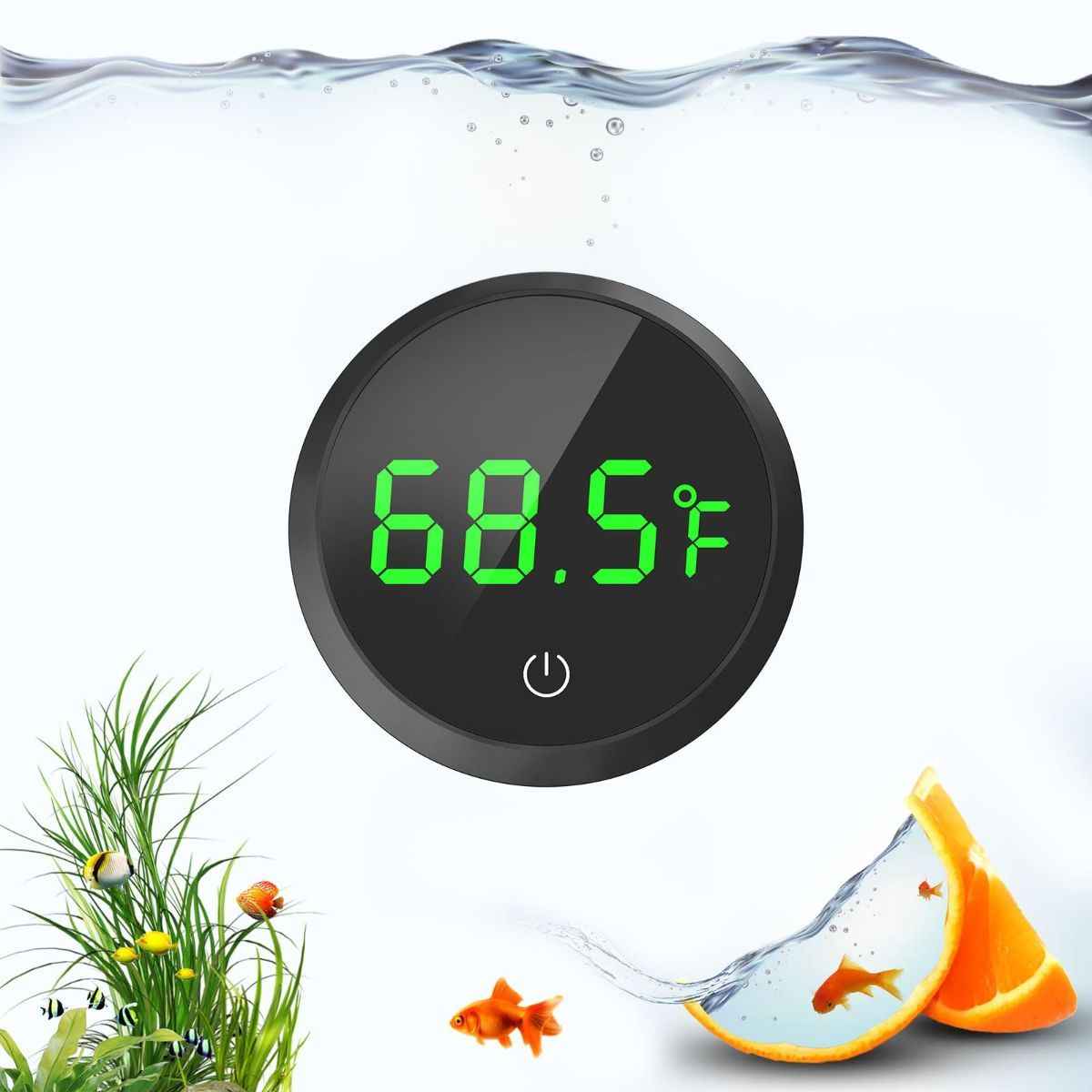 Fish Tank Thermometer Aquarium Thermometer Wireless Touch Stick Digital Aquarium Thermometer LED Display ±1°F for Monitoring The Fish Tank Aquarium Temperature Accessories - Black - Size 1.77in