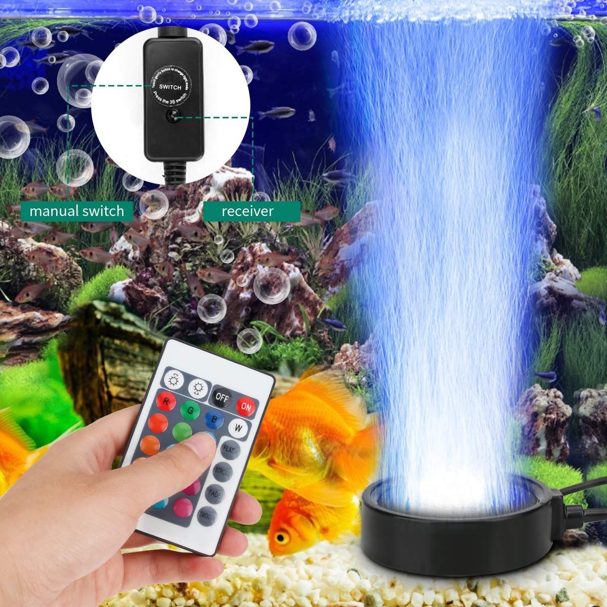 Elevate Your Aquatic Experience with the Aquarium Bubble Light Air Stone Remote Control