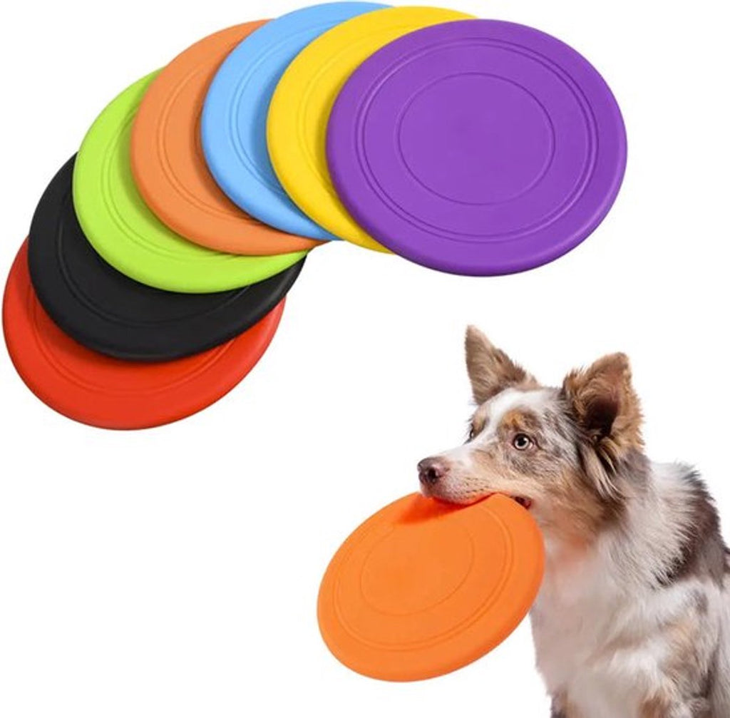Colorful Dog Frisbee Set - 7 Soft Rubber Frisbees for Fun Playtime & Training
