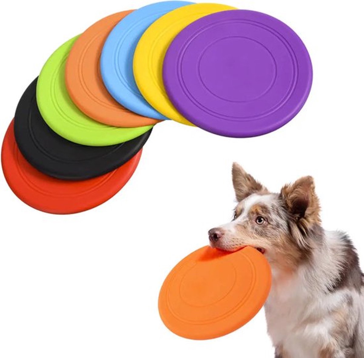 Colorful Dog Frisbee Set - 7 Soft Rubber Frisbees for Fun Playtime & Training