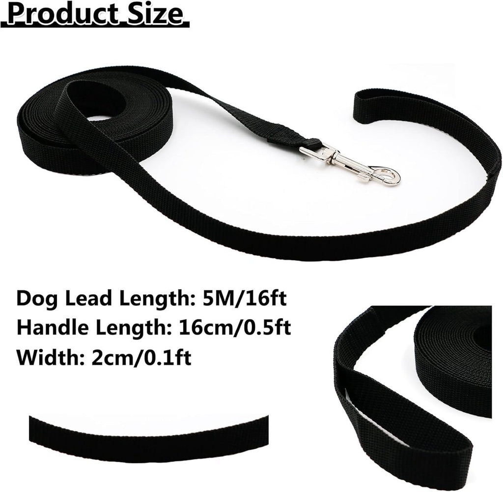 5m*2cm - Dog Leash - Dog Training Leash - Pet Leash - Waterproof - With wrist strap and 360° carabiner - long leash - leash - robust - Pet Supplies - for medium and large dogs - for obedience training - black