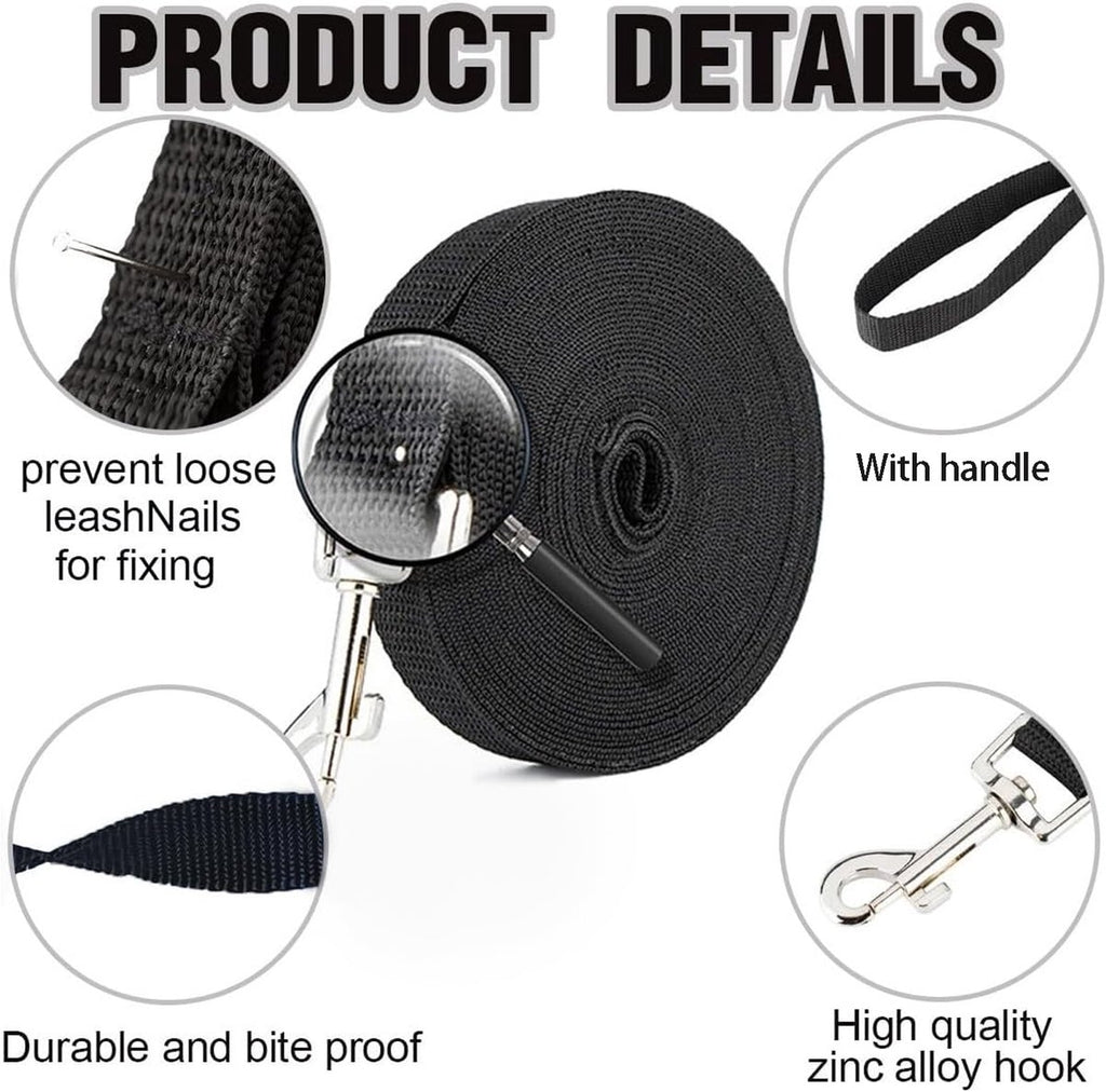 5m*2cm - Dog Leash - Dog Training Leash - Pet Leash - Waterproof - With wrist strap and 360° carabiner - long leash - leash - robust - Pet Supplies - for medium and large dogs - for obedience training - black