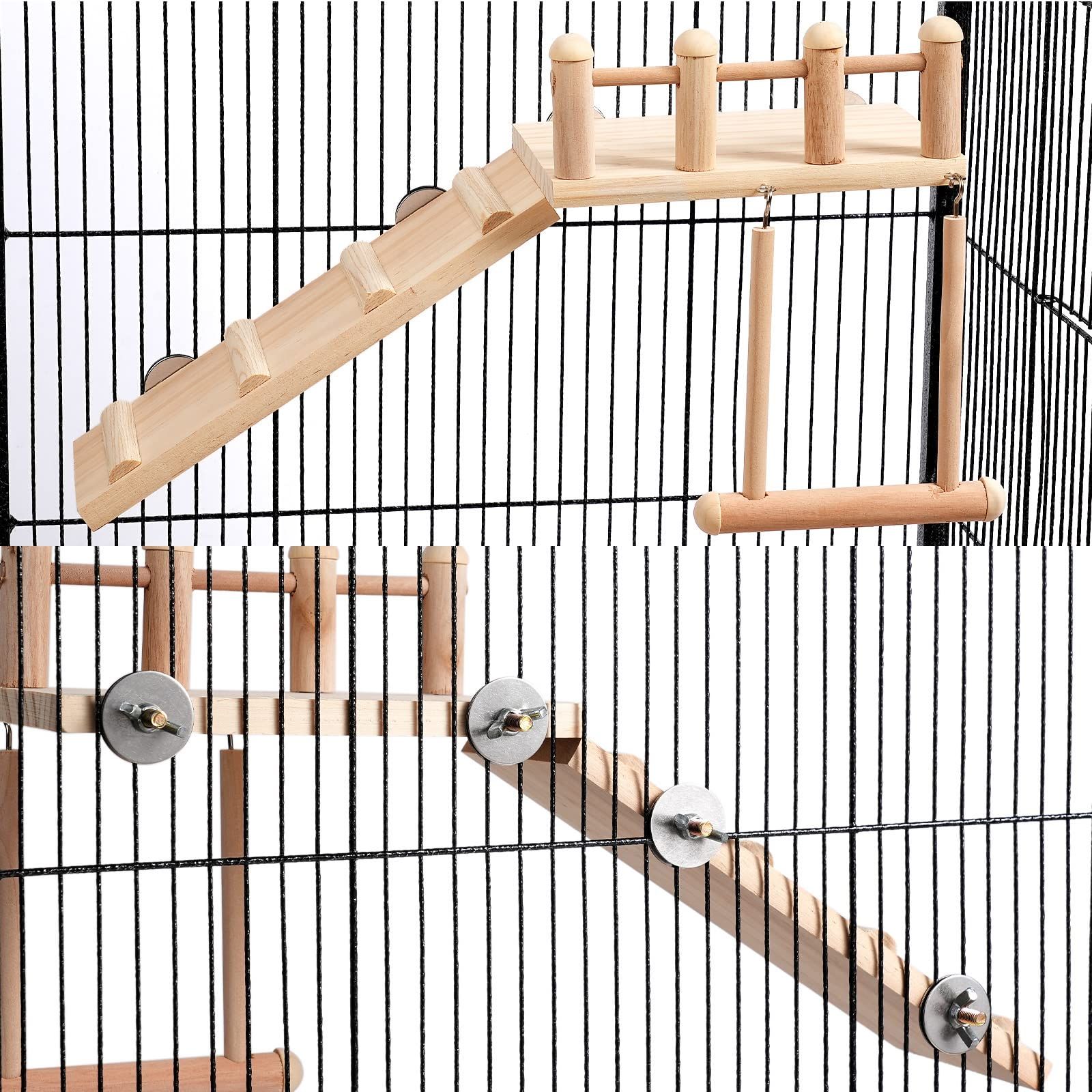 Bird Perches Platform Bird Swing Climbing Ladder Toy Parrot Wooden Playing Exercise Stands Parrot Toys Birds Stand