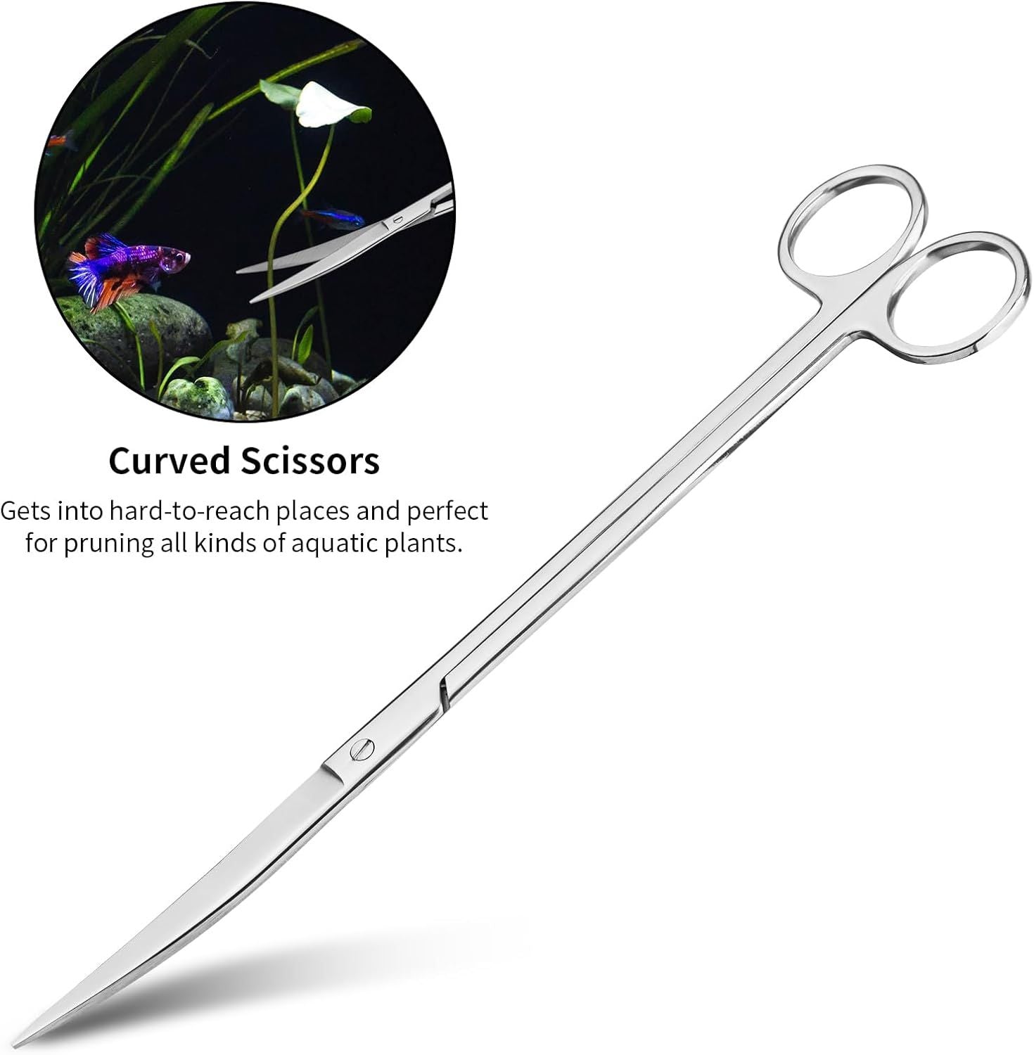 4-Piece Stainless Steel Aquascaping Tools Set – Aquarium Tweezers, Curved Scissors & Substrate Spatula for Fish Tanks, Planted Aquariums & Terrariums
