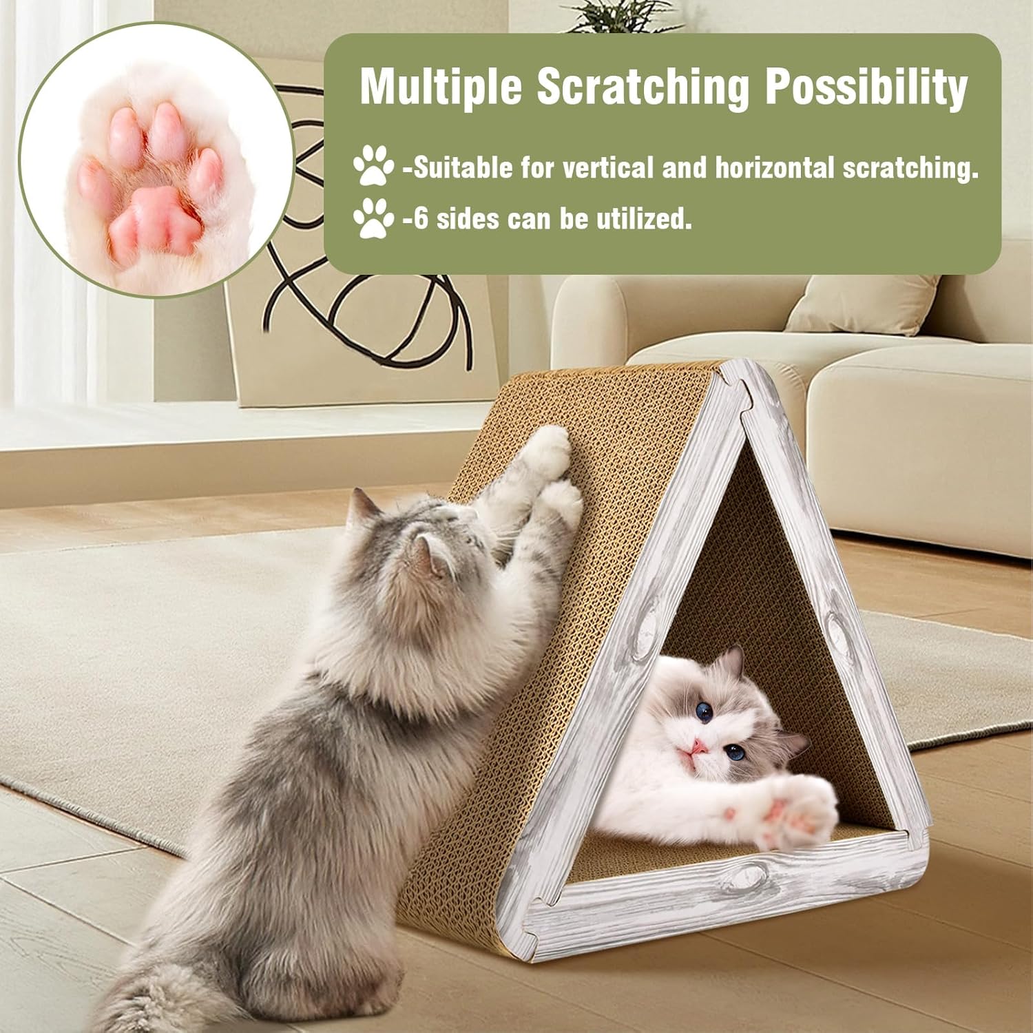 Transform Your Cat's Playtime with the Foldable Triangle Cat Scratcher