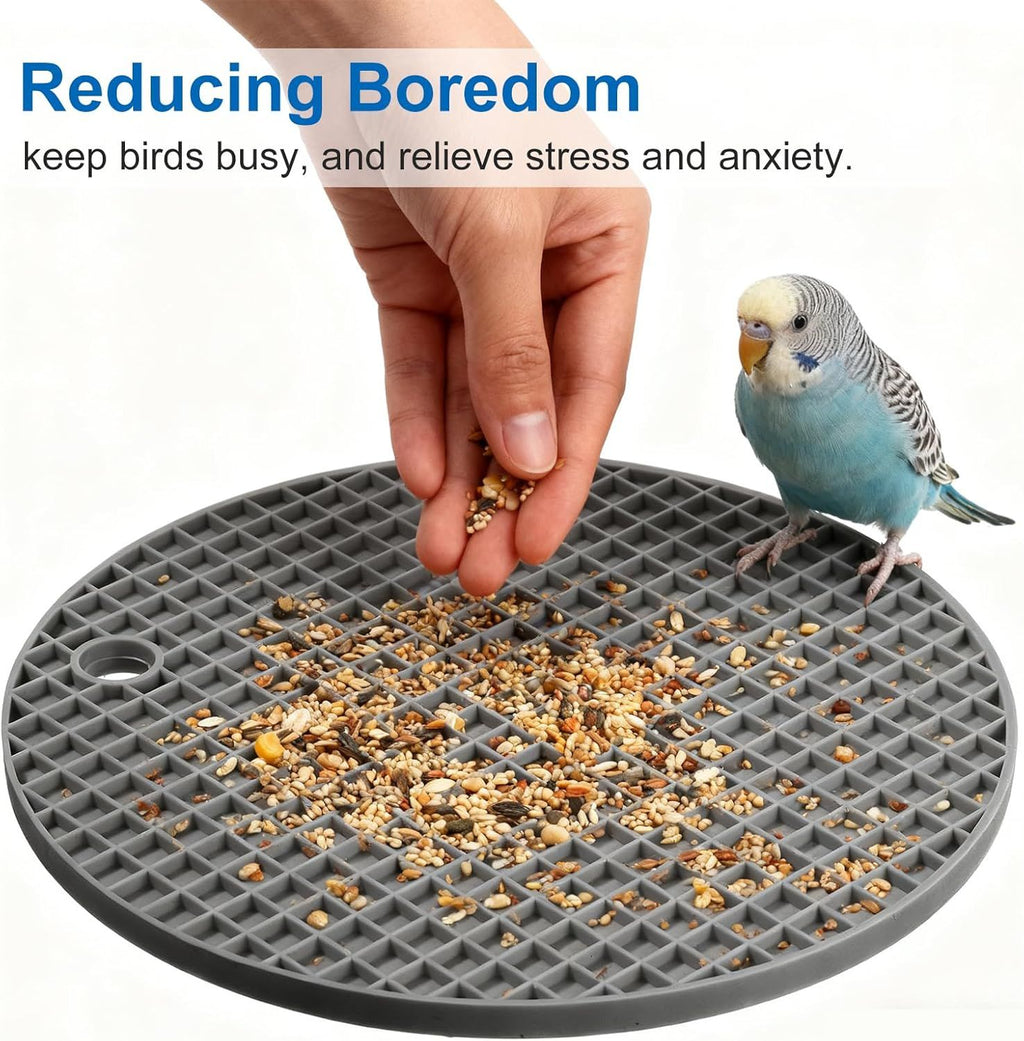 2 PCS Bird Foraging Toys, Soft Bird Slow Feeder Mats, Silicone Bird Foraging Mat, Interactive Foraging Birds Toys for Parakeet, Cockatiel, African Grey, Conure, Budgies