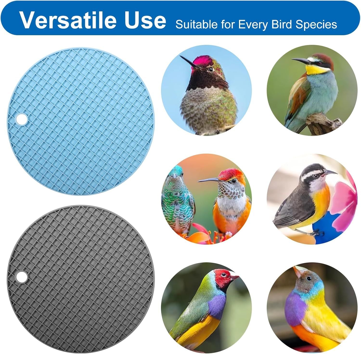 2 PCS Bird Foraging Toys, Soft Bird Slow Feeder Mats, Silicone Bird Foraging Mat, Interactive Foraging Birds Toys for Parakeet, Cockatiel, African Grey, Conure, Budgies
