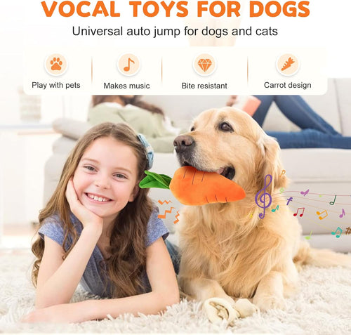 2026 New Dog Toys with Squeaker and Crinkle, Upgrade Indestructible Plush Dog Toy for Aggressive Chewers, Suitable for Large Medium Small Dogs (Radish A)