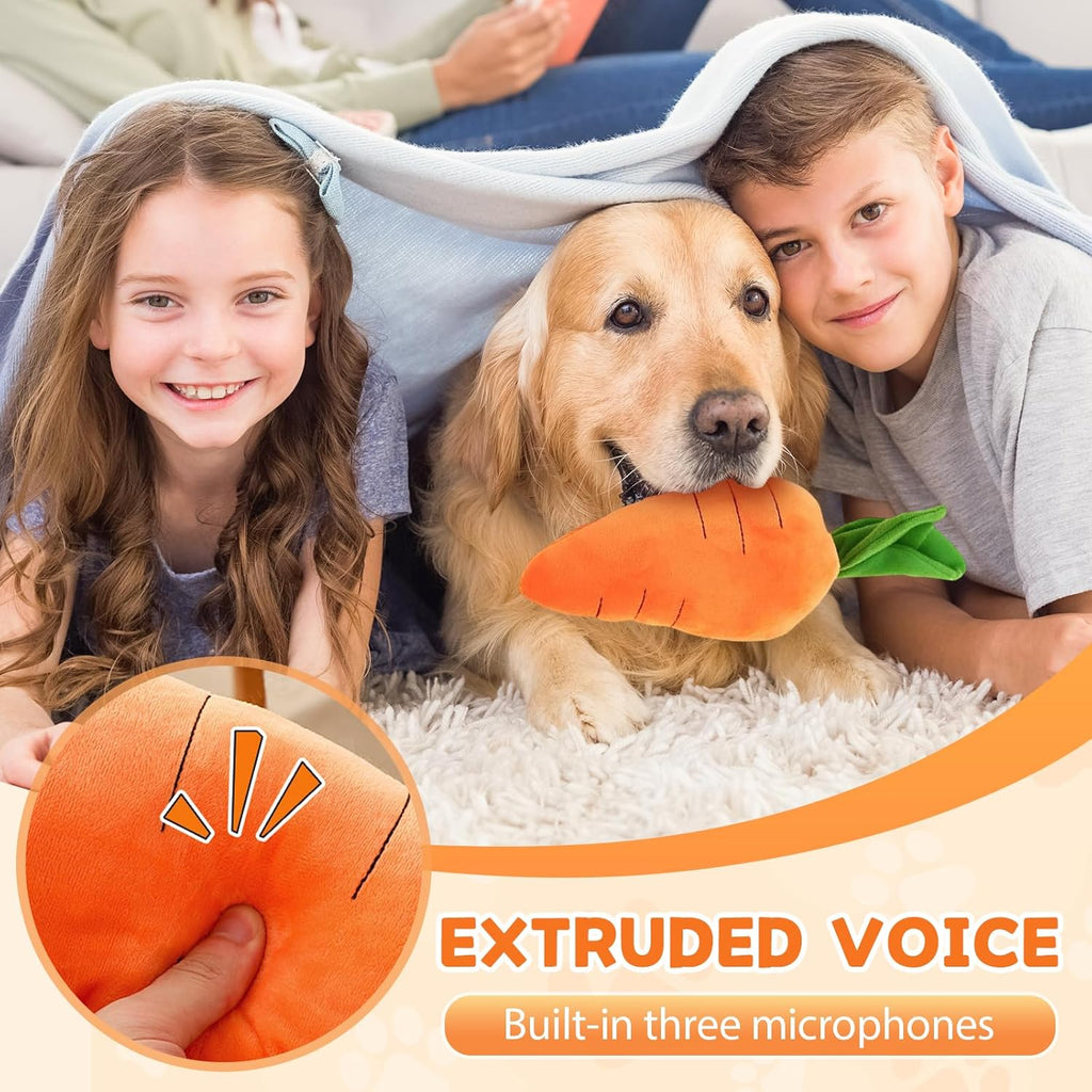 2026 New Dog Toys with Squeaker and Crinkle, Upgrade Indestructible Plush Dog Toy for Aggressive Chewers, Suitable for Large Medium Small Dogs (Radish A)