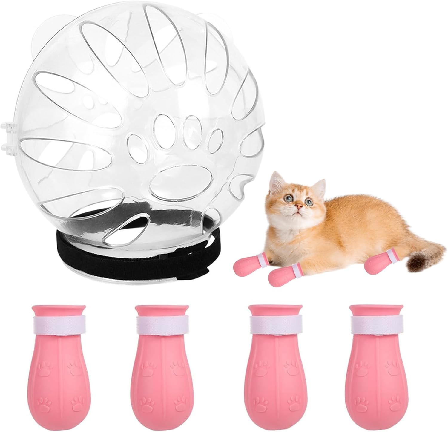 Cat Muzzle and Boots Set - Ensure Stress-Free Grooming for Your Feline Friend