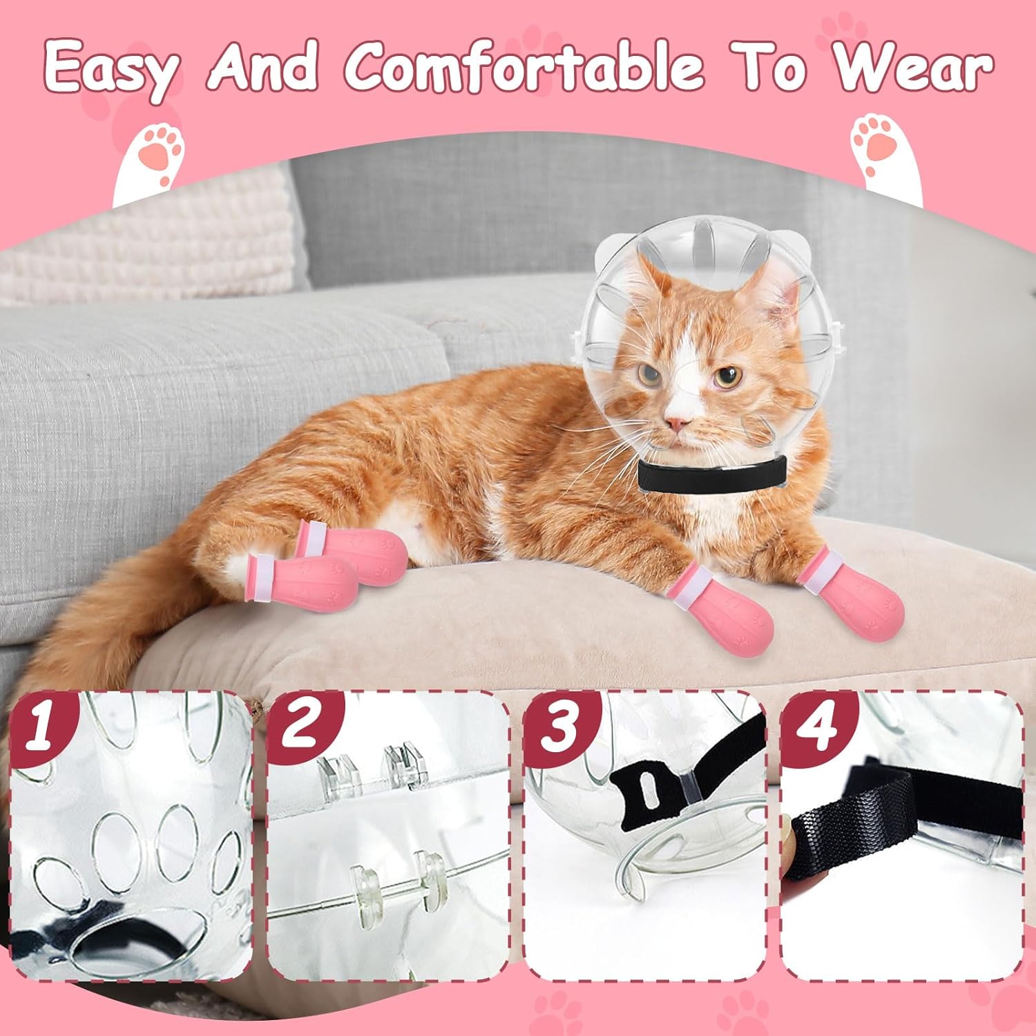 Cat Muzzle and Boots Set - Ensure Stress-Free Grooming for Your Feline Friend