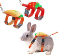 2pcs Rabbit Harness and Leash Set Cute Carrot and Strawberry Trim, Adjustable,for Rabbits, Cats Small Pets