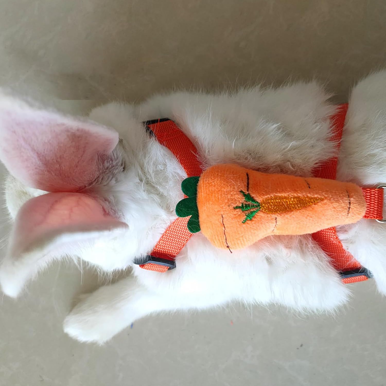 2pcs Rabbit Harness and Leash Set Cute Carrot and Strawberry Trim, Adjustable,for Rabbits, Cats Small Pets