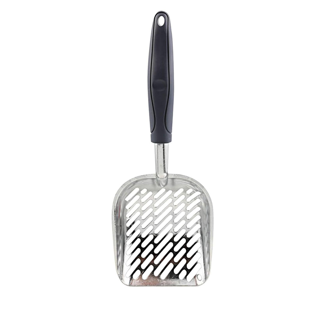 Heavy Duty Cat Litter Scoop - Durable Aluminium Alloy with Ergonomic Matte Black Handle