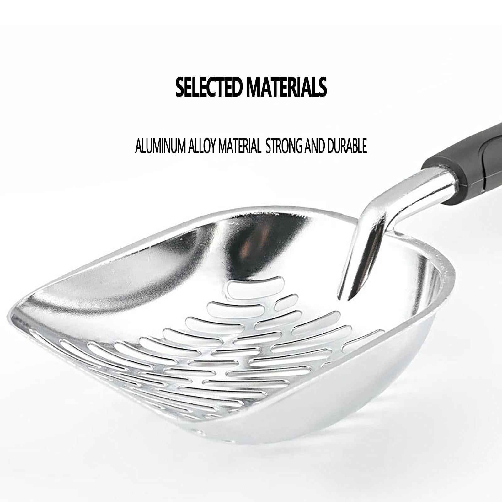 Heavy Duty Cat Litter Scoop - Durable Aluminium Alloy with Ergonomic Matte Black Handle
