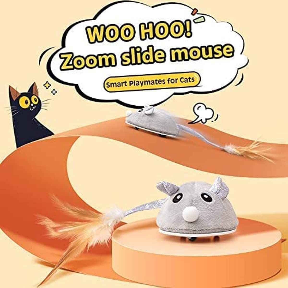 Interactive Mouse Toy for Cats - Automatic Feather Wand for Endless Fun