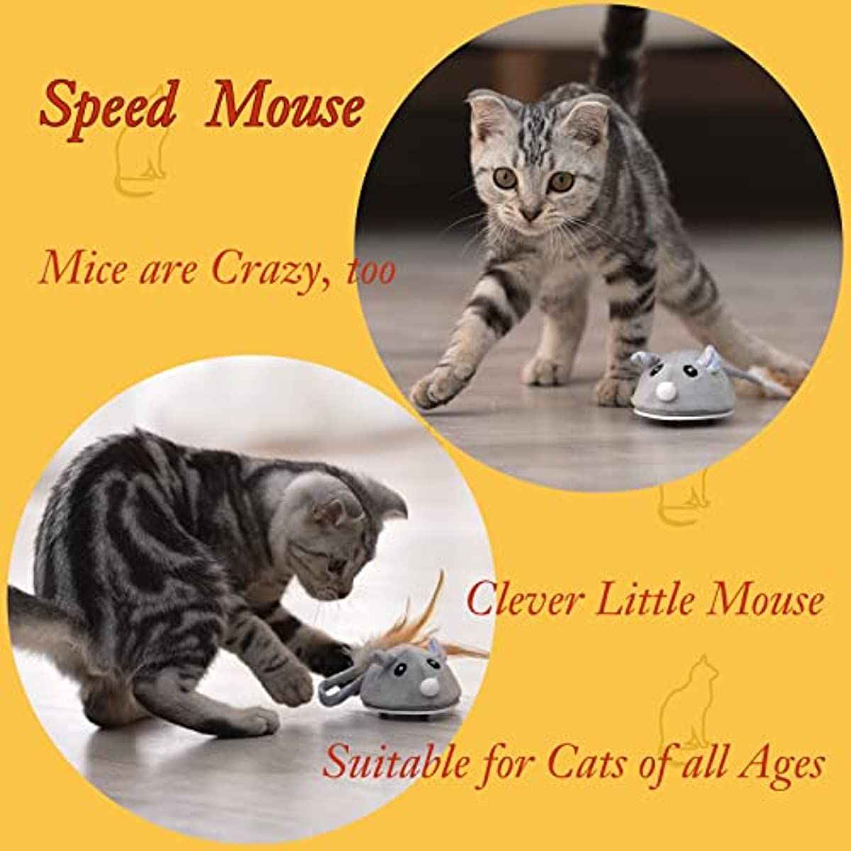 Interactive Mouse Toy for Cats - Automatic Feather Wand for Endless Fun
