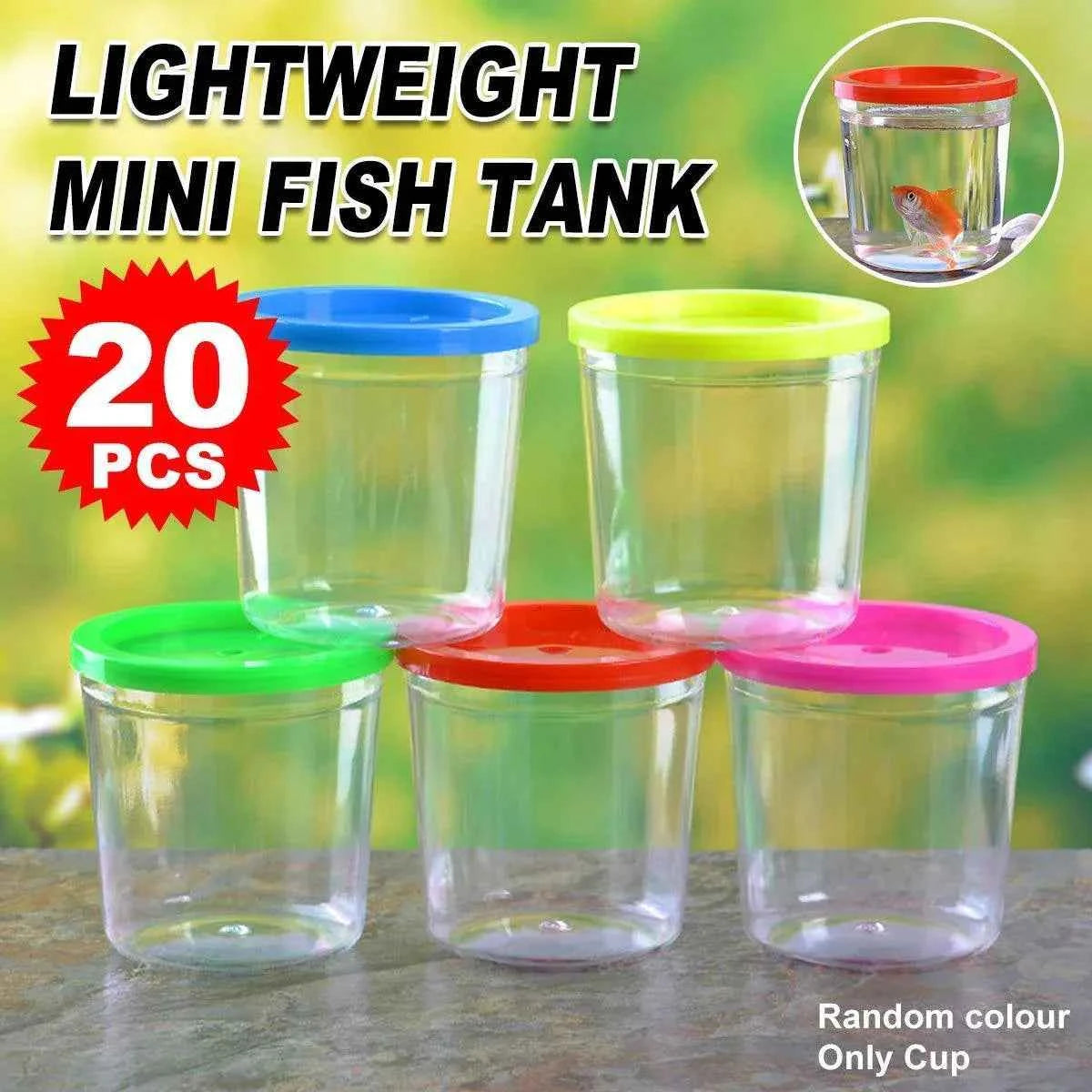Mini Betta Fish Cups with Lid - 20pcs Portable Containers for Betta Fish & Small Pets