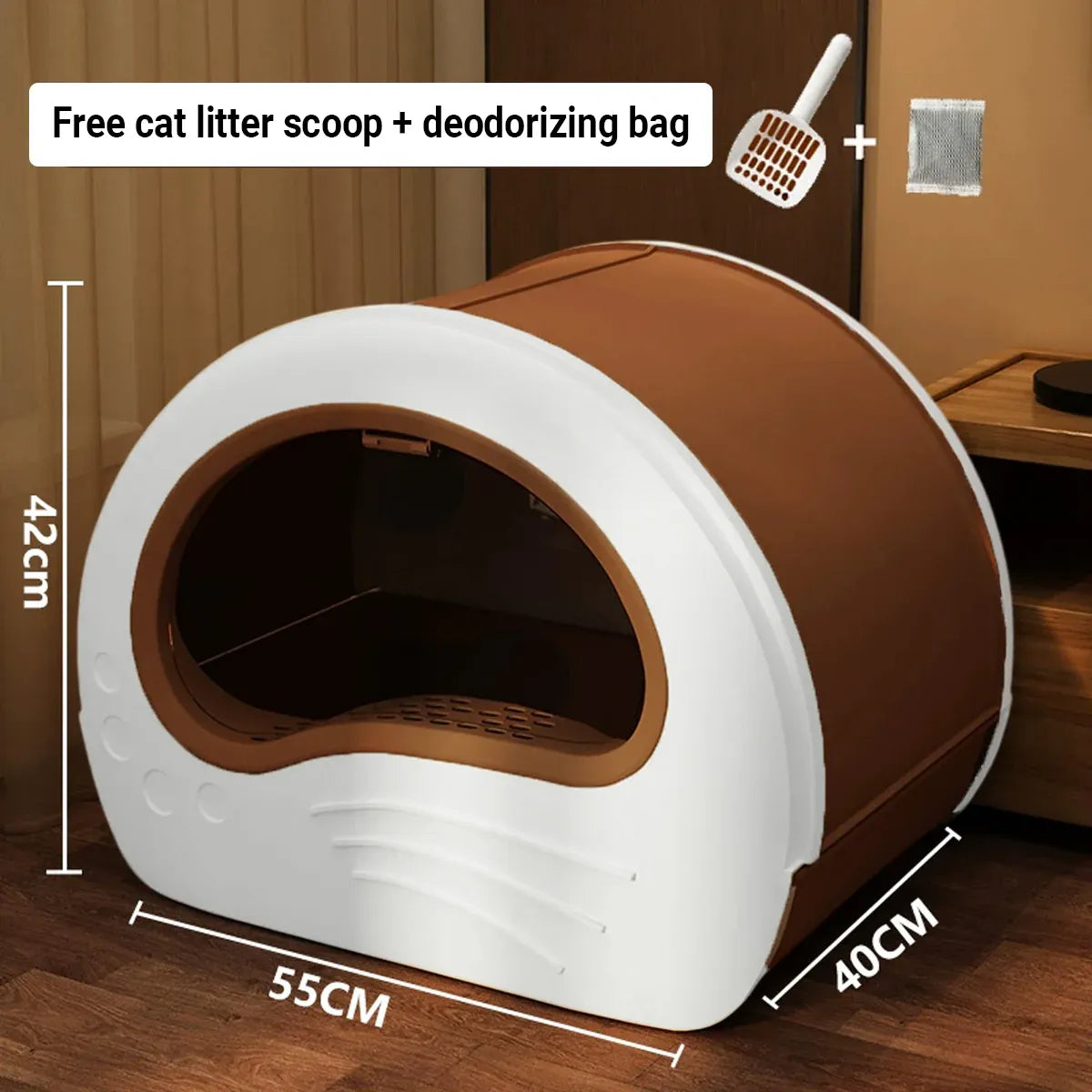 Enclosed Cat Litter Box - Large, Odour-Controlled Design for Easy Cleaning and Comfort