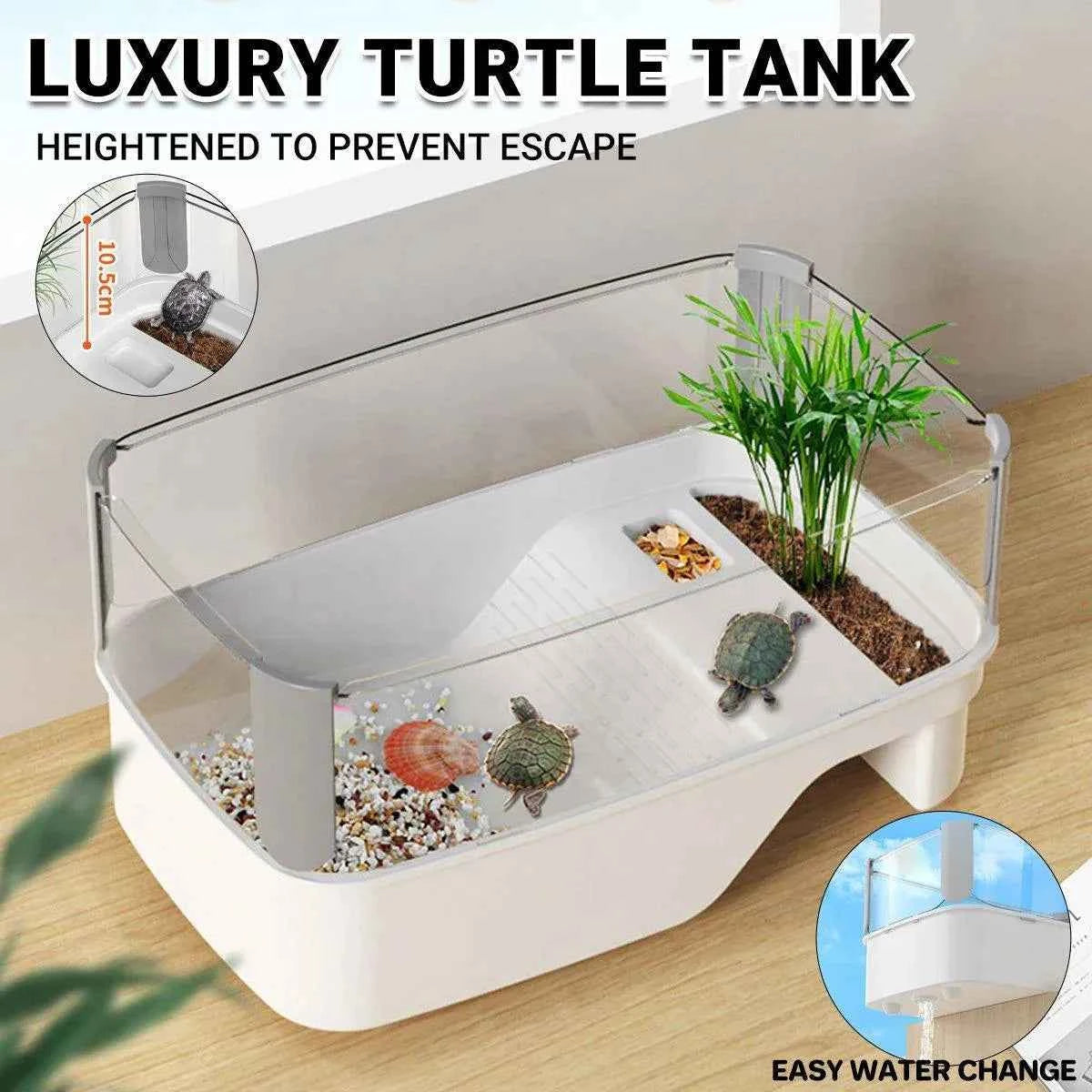 Luxury Turtle Habitat: Stylish Tortoise Tank with Basking Table for Happy Reptiles