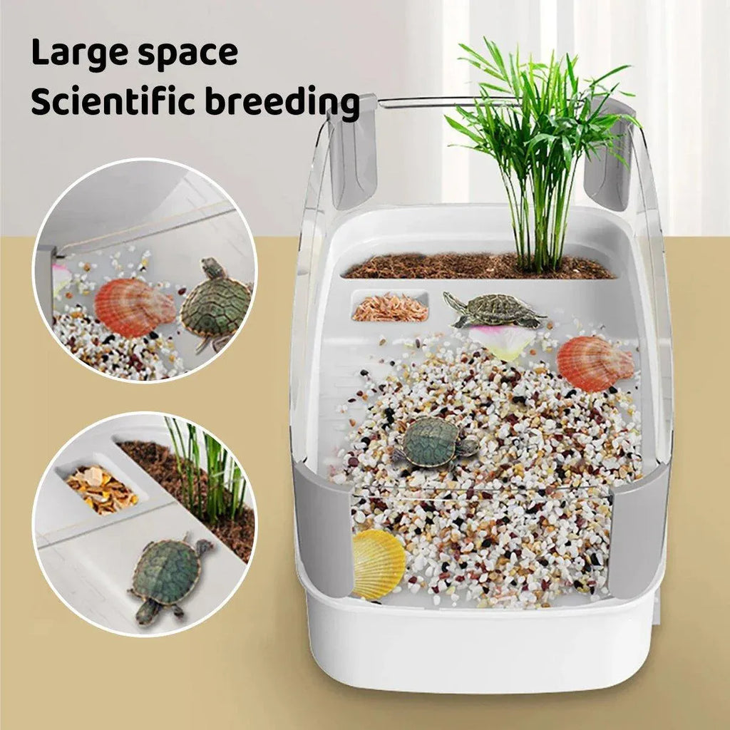 Luxury Turtle Habitat: Stylish Tortoise Tank with Basking Table for Happy Reptiles