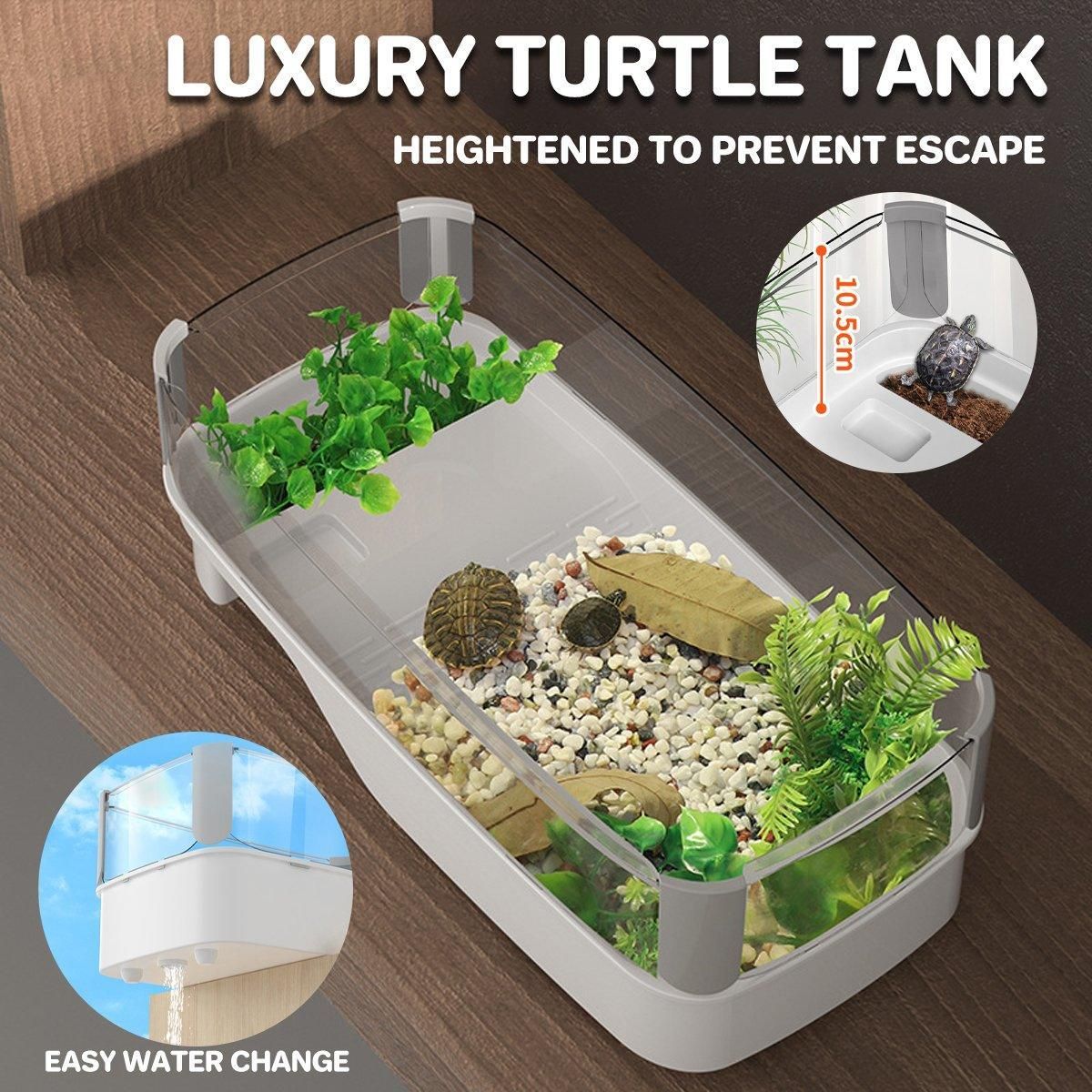 Luxury Turtle Habitat: Stylish Tortoise Tank with Basking Table for Happy Reptiles