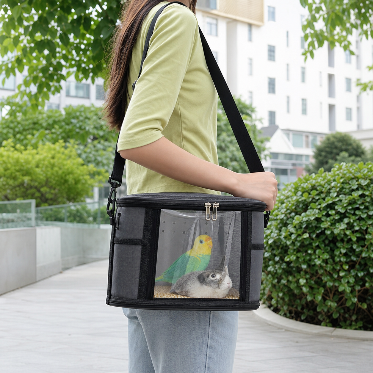 Portable Animal Travel Carrier - Ideal for Small/Medium Pets Like Parrots, Guinea Pigs & More