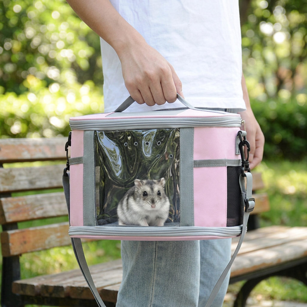 Portable Small Animal Travel Bag - Lightweight Carrier for Parrots, Hamsters, Guinea Pigs & Rabbits