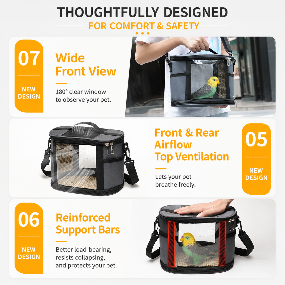 Portable Small Animal Travel Bag - Lightweight Carrier for Parrots, Hamsters, Guinea Pigs & Rabbits